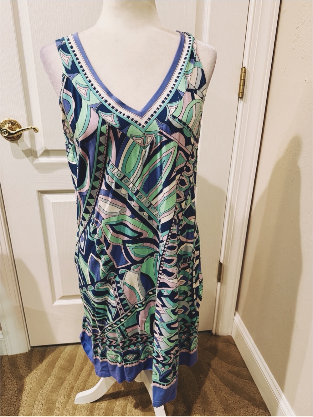 Adorable Blue & Green Cotton Summer Dress